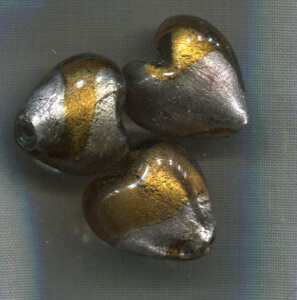 Glasperlen Herz Braun-Silber