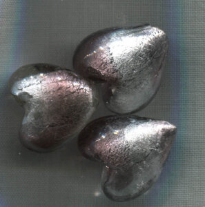 Glasperlen Herz Lila-Silber
