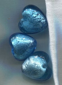 Glasperlen Herz Blau