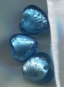 Glasperlen Herz Blau