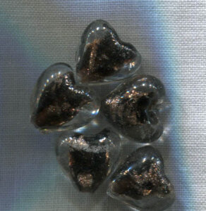 Glasperlen Herz Schwarz-Gold