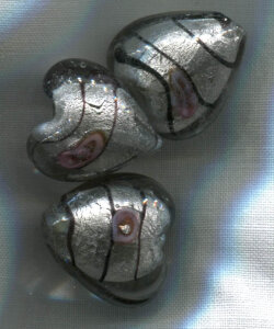 Glasperlen Herz Silber