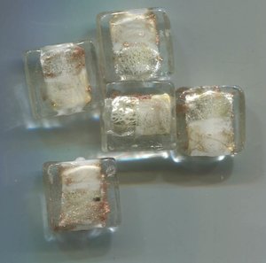 Glasperlen Quadrat Wei-Gold