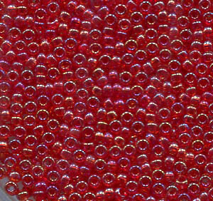 50gr. 15/0 Roc. Transparent Red Rainbow 254