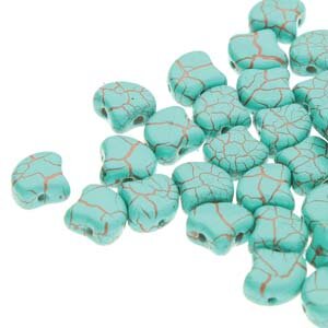 MATUBO® GINKO LEAF BEADS OPAK TURQUOISE GREEN/ BROWN IONIC 02010/24614