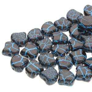 MATUBO® GINKO LEAF BEADS OPAK BLACK/ BLUE IONIC 02010/24618