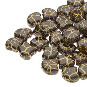 MATUBO® GINKO LEAF BEADS OPAK BLACK/ YELLOW IONIC 02010/24617