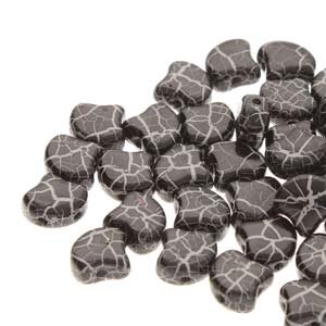 MATUBO® GINKO LEAF BEADS OPAK BLACK/ WHITE IONIC 02010/24619