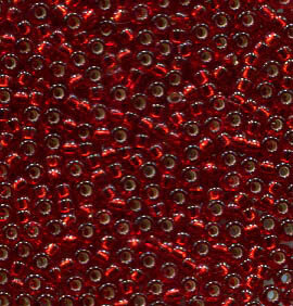 50gr. 15/0 Roc. Silverlined Dyed Burnt Red Orange 1420