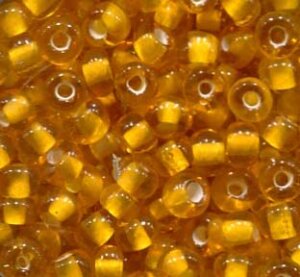 4mm Rocailles Orange mit Weißeinzug