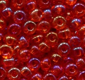 4mm Rocailles Hellrot Transparent Rainbow 91030