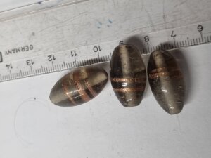 Glasperlen Oval Transparent Schwarzgrau-Gold