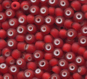 4mm Rocailles Rot Matt mit Weißeinzug 93730