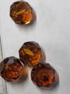 18mm Glasperlen Rondell Facettiert Smoked Topaz