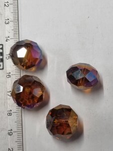 18mm Glasperlen Rondell Facettiert Smoked Topaz AB