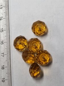 12mm Glasperlen Rondell Facettiert Topaz