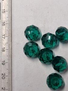 12mm Glasperlen Rondell Facettiert Emerald
