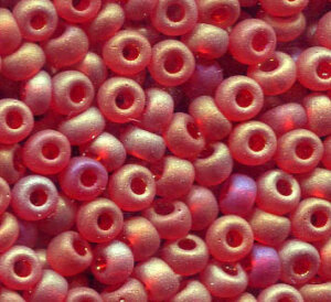 4mm Rocailles Rot Transparent Matt Rainbow 91030