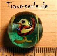 Glassperle Vogel Grün Tr.