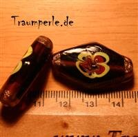 Glasperlen Raute Violett-Gold