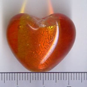 Glasperle Herz Orangerot