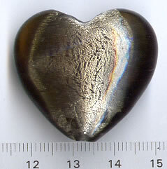 Glasperle Herz Schwarzgrau