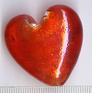 Glasperle Herz Orangerot
