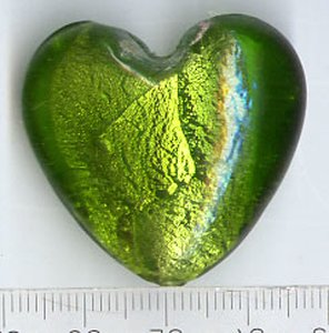 Glasperle Herz Grün