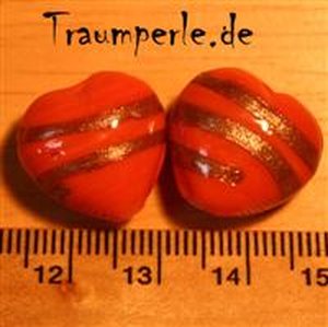 Perlen (Herzform) Orangerot