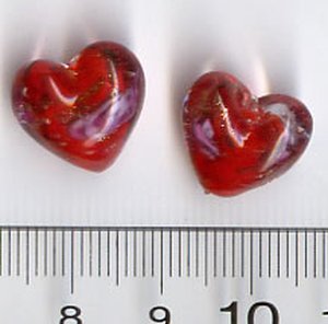 Glasperlen Herz Rot