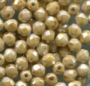 4mm Facettiert Chalk Ivory Lüsternd Picasso 03000/65401