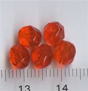 6mm Facettiert Orangerot Transparent