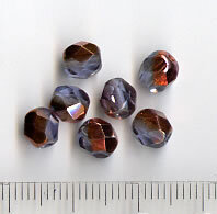 6mm Facettiert Hellblau mit Kupfer