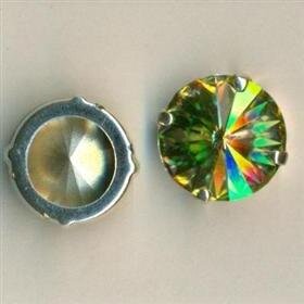 14mm Swarovski Rivoli gefasst Luminous Green