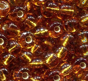 5mm Rocailles Goldbraun mit Silbereinzug