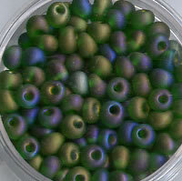 4mm Rocailles Tropfen Grün Rainbow Matt