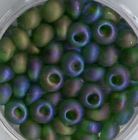 6mm Rocailles Tropfen Grün Rainbow Matt