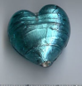 Muranoglas Herz Blaugrün