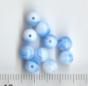 6mm Glasperlen Hellblau-Weiß Meliert