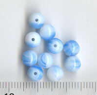 6mm Glasperlen Hellblau-Weiß Meliert