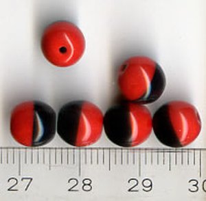 8mm Glasperlen Rot-Schwarz
