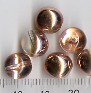 10mm  Glasperlen Klar, Copper Bedampft