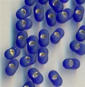 3,2x 6,5 Farfalle Rocailles Blau Matt mit Silbereinzug 37100