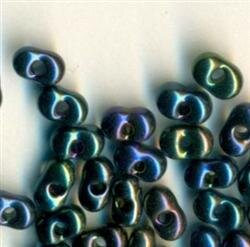 3,2x 6,5 Farfalle Rocailles Rainbow Metallic Blau-Grün