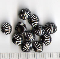 Glasperlen Schwarz mit Silber