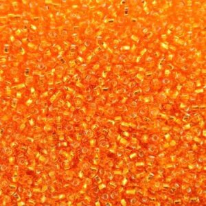 2,6mm Rocailles Orange mit Silbereinzug