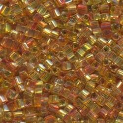 3,4mm Würfel Orange-Rot mit Silbereinzug