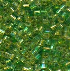 3,4mm Würfel Grün-Gelb mit Silbereinzug