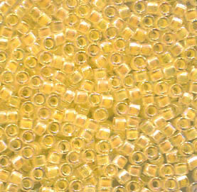 11/0 Delica Lined Pale Yellow AB 53