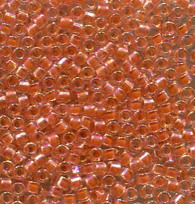 11/0 Delica Lined Peach AB 54